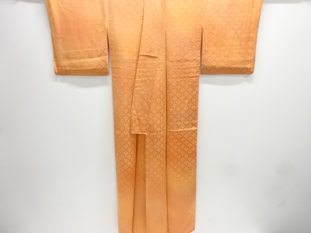  花青海波模様織り出し付け下げ色無地着物